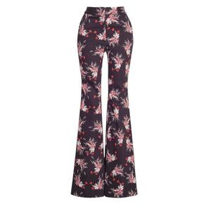 Adam Lippes Black Floral Flare Pants
